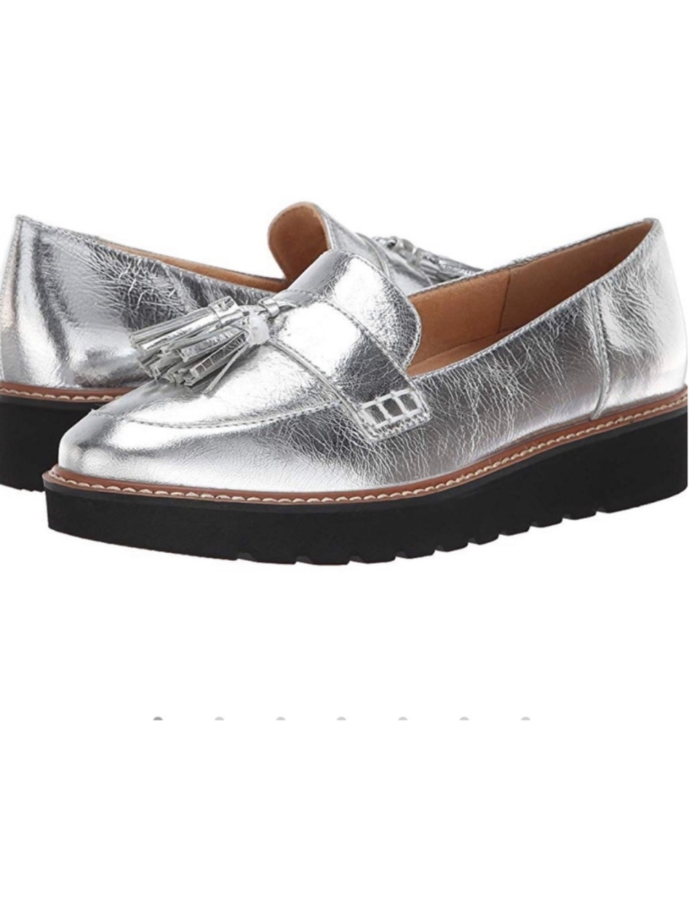 Women's Naturalizer Silver Tassel Loafers Size 10